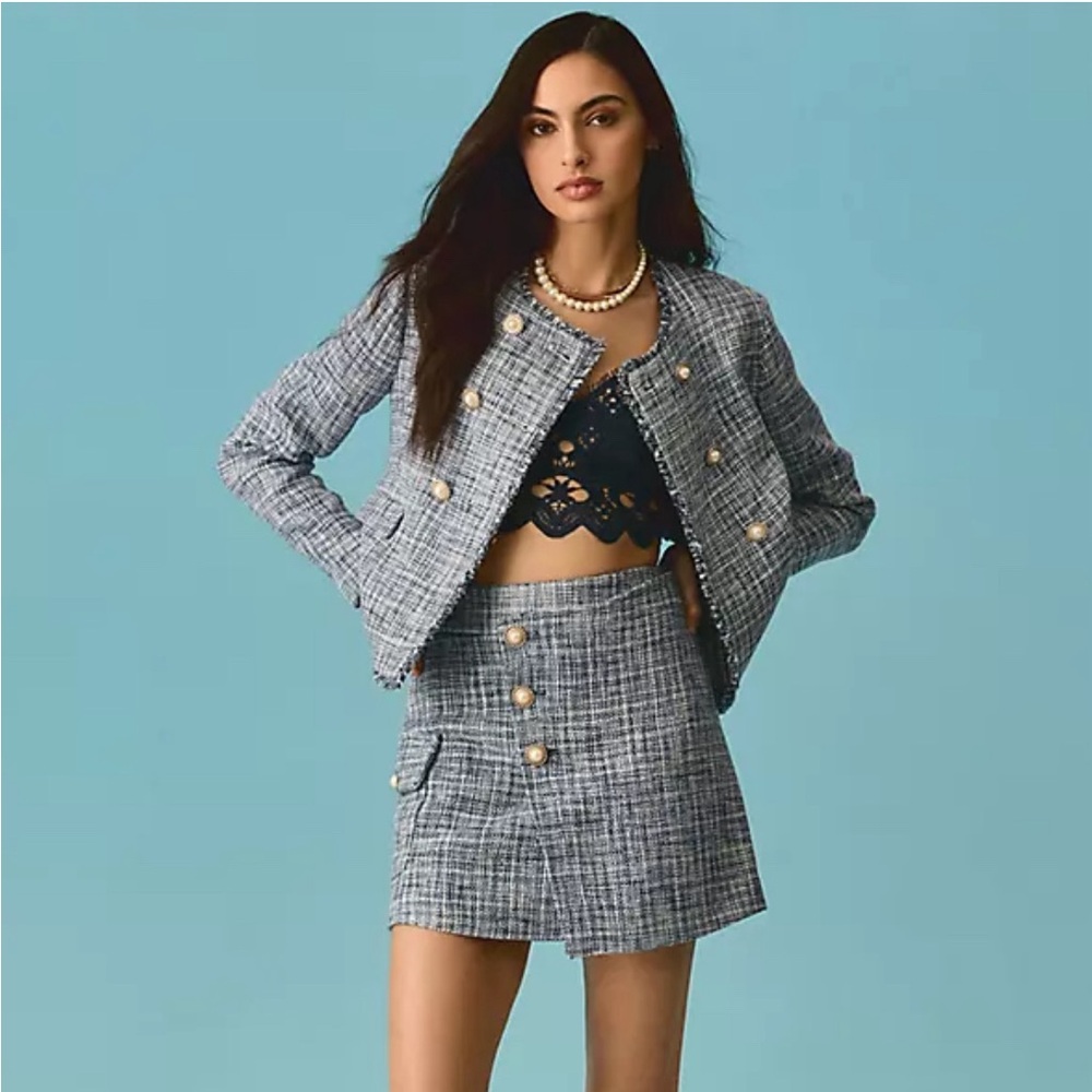 Mauve by Anthropologie Tweed& Pearl Skirt NWT